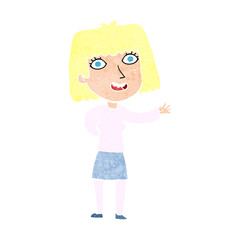 cartoon friendly woman waving