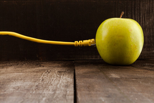 The image represents the concept of global connection, the Internet connects not only the hardware things that we're accustomed but food, clothing, daily utensils