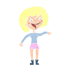 cartoon waving woman