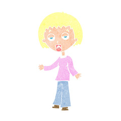 cartoon tired woman