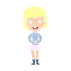 cartoon excited woman