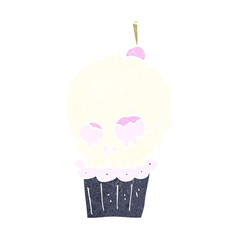 cartoon spooky skull cupcake