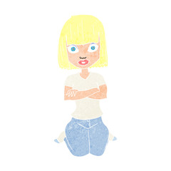 cartoon woman kneeling