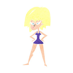 cartoon angry woman in dress