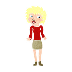 cartoon woman shrugging shoulders