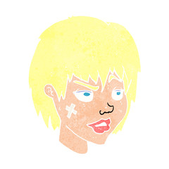 cartoon woman with plaster on face