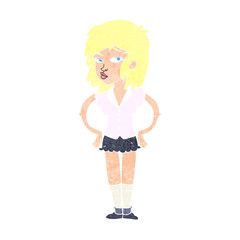 cartoon pretty woman with hands on hips