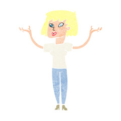 cartoon woman holding up hands