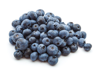 Blueberries on white background