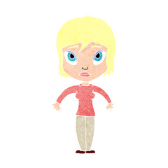 cartoon woman shrugging shoulders