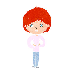 cartoon woman making Who Me? gesture