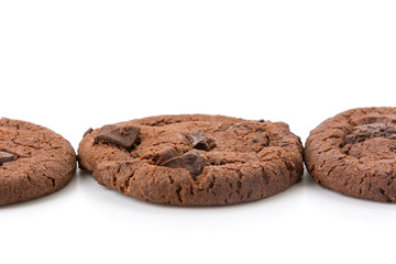 soft dark chocolate brownie cookies on white