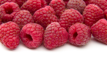 Raspberries isolated on white background