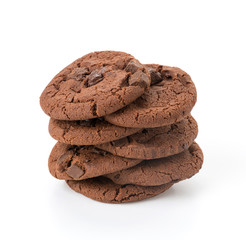 soft dark chocolate brownie cookies on white