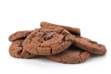 soft dark chocolate brownie cookies on white