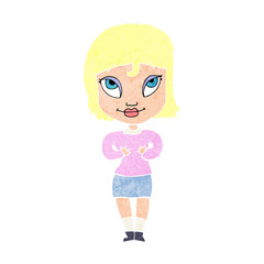 cartoon woman gesturing at self