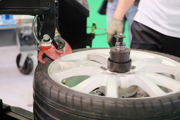 modern tire machine in the service station