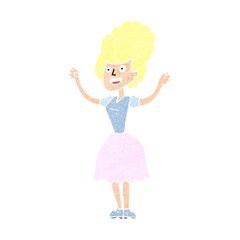 cartoon happy 1950's woman