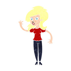 cartoon pretty woman waving