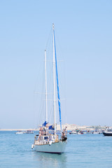 The image of sailer in the sea