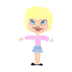 cartoon woman with open amrs
