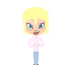 cartoon satisfied woman