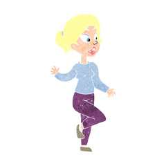 cartoon friendly woman waving