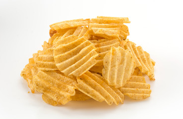 potato chips on white background