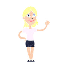 cartoon woman waving