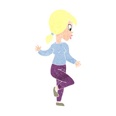 cartoon woman waving