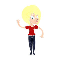 cartoon woman waving