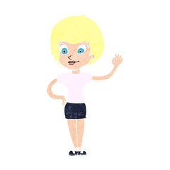 cartoon woman waving