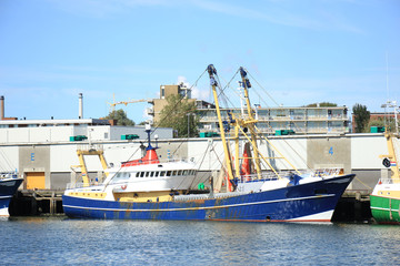 Naklejka premium Fish trawler in harbor