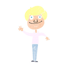 cartoon happy man waving