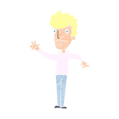 cartoon worried man reaching out