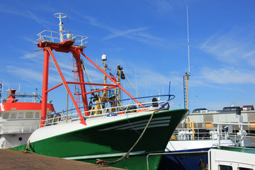 Naklejka premium Fish trawler in harbor