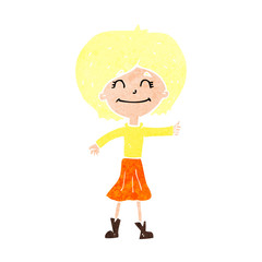 cartoon happy girl giving thumbs up symbol