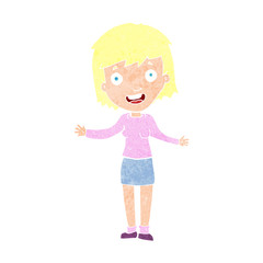 cartoon excited woman