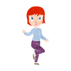 cartoon pretty woman waving