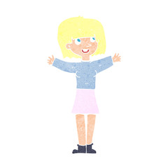 cartoon excited woman