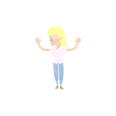cartoon woman throwing hands in air