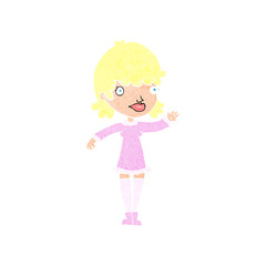 cartoon woman waving