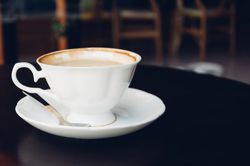 cup of coffee - soft focus with vintage film filter