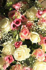 Bridal flower arrangement in pink and white
