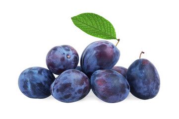 Plums with leaf