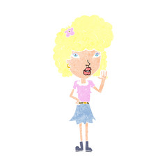 cartoon woman waving