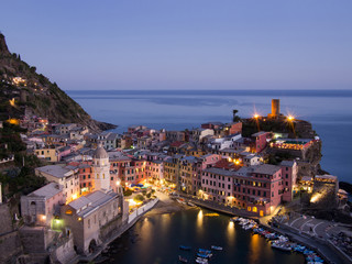 Fototapeta na wymiar Vernazza by night, Cinque Terre, Liguria, Italy.