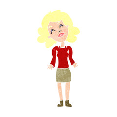 cartoon woman shrugging shoulders