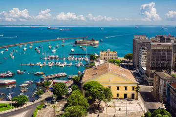 View of All Saints Bay in Salvador, Bahia, Brazil