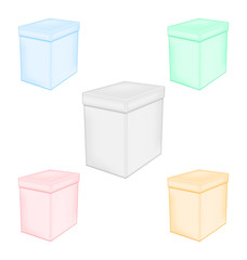 Group colorful closed unprinted boxes